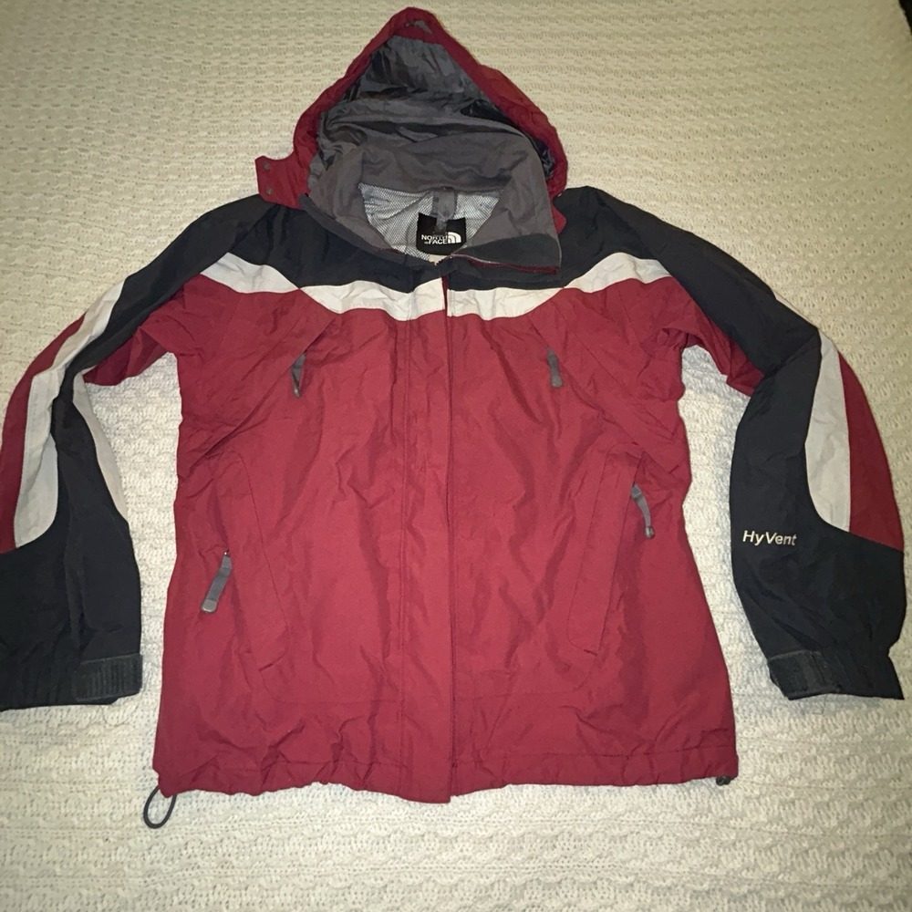 The Northface Women's Hyvent Hooded Jacket M‎ Maroon And White Winter Skiing